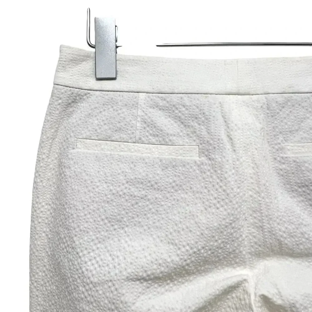 Akris Punto Textured Crop Pants Cotton Ivory Dressy Preppy Trousers Size 2